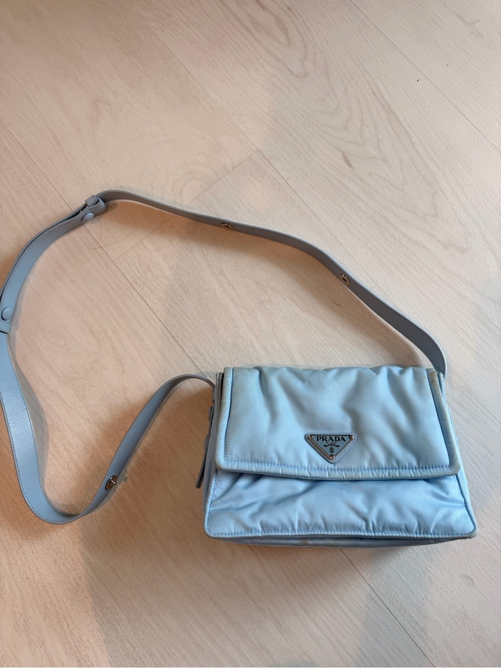Prada Pale Blue Nylon Crossbody Bag